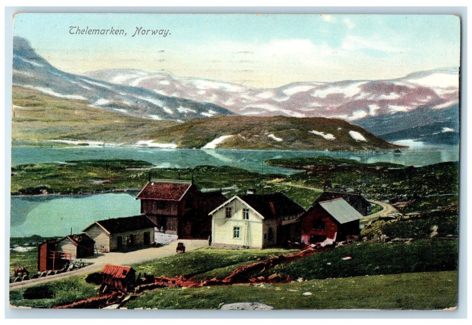 1908 Hills Buildings River Thelemarken Norway Antique Posted Postcard