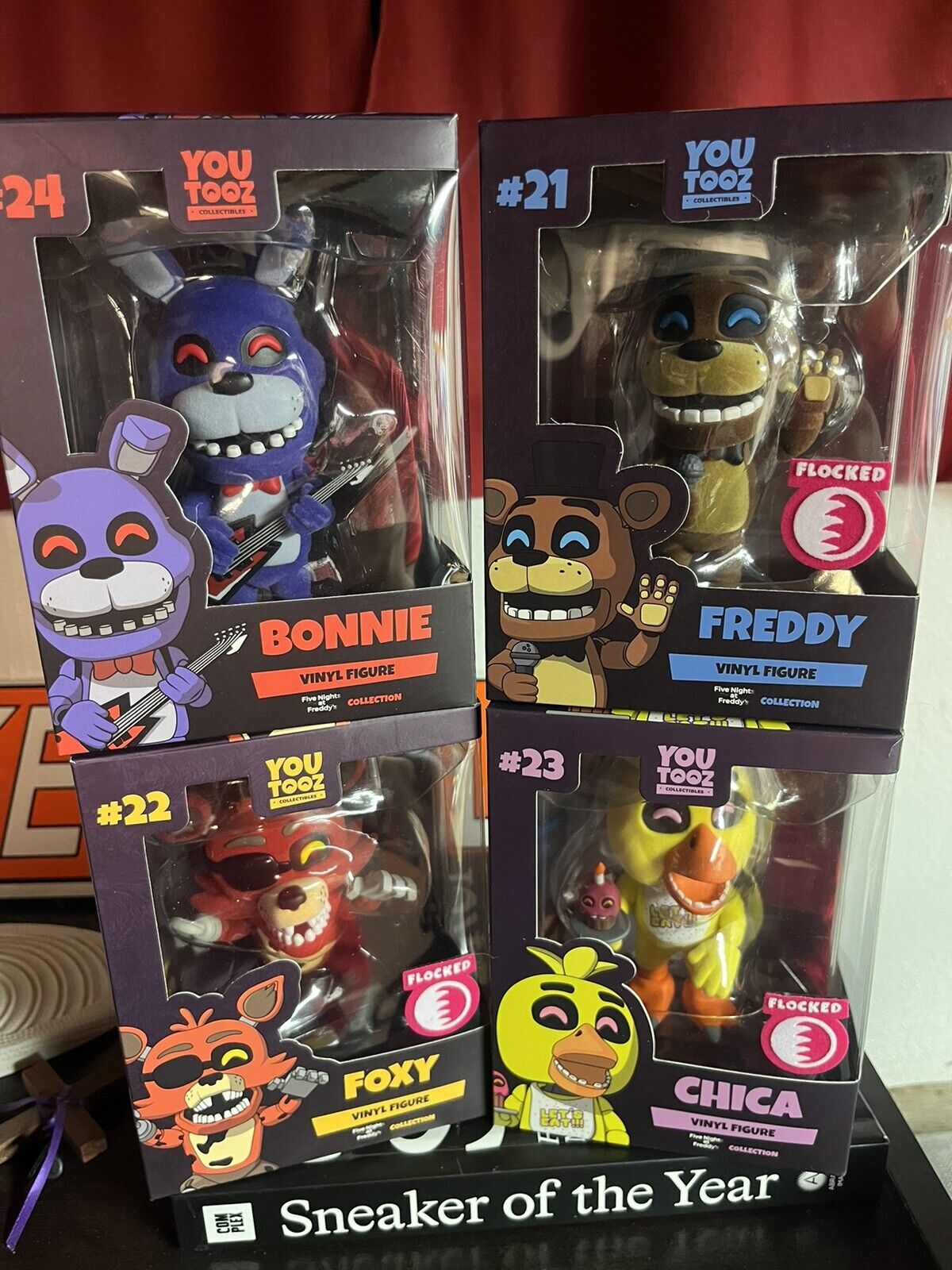 FNAF Flocked Youtooz Full Set all 4 Characters Freddy chica bonnie Foxy