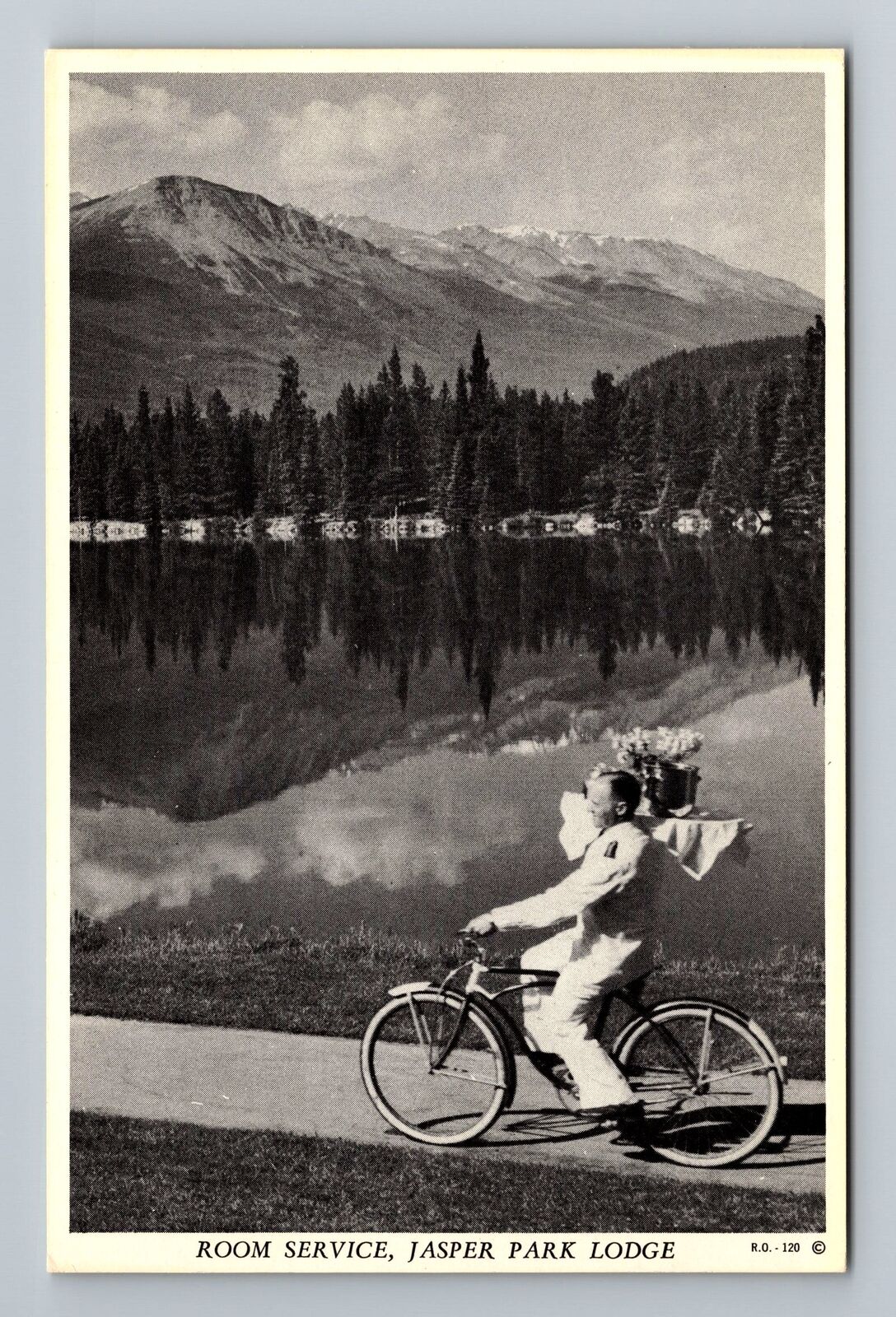 Jasper-Alberta, Jasper Park Room Service on Bike, Vintage Postcard