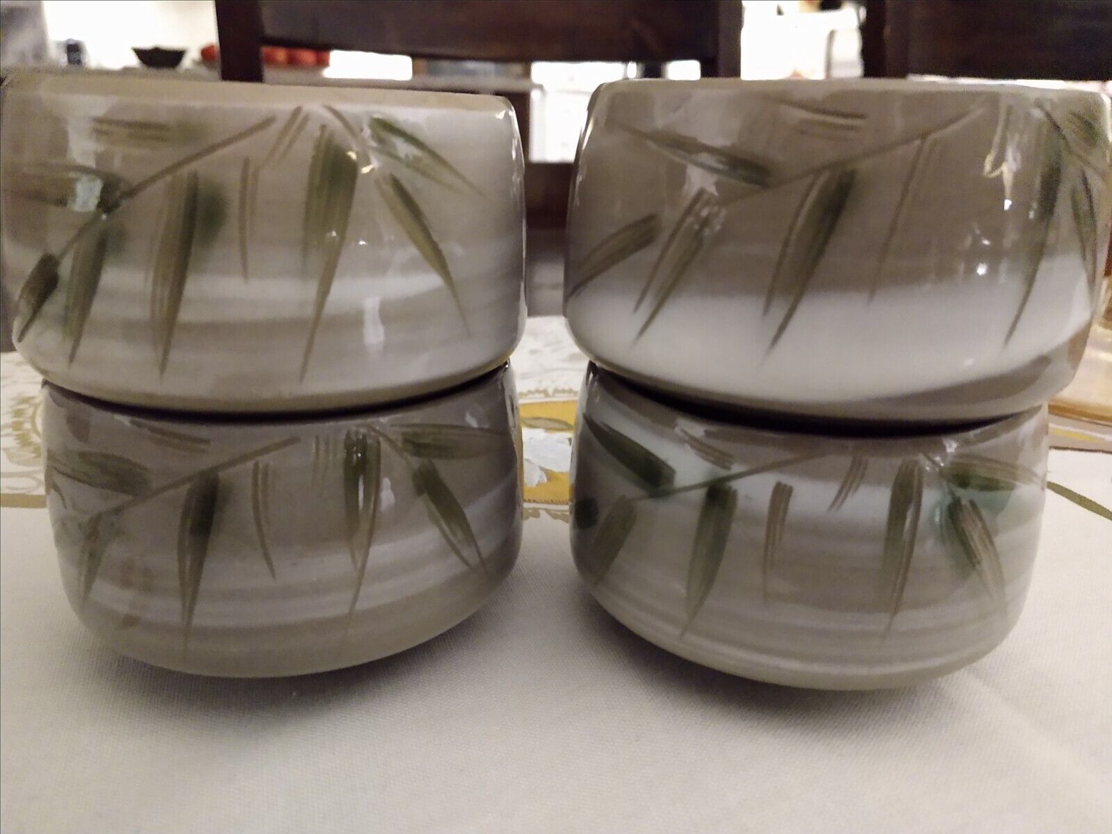 VTG Otagiri Japanese Stoneware Sake/Tea Cups Or Bamboo Rice Cups