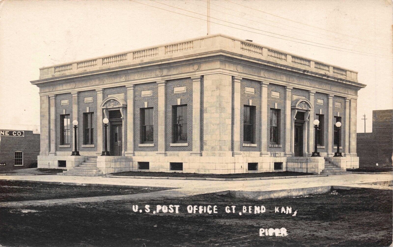 Real Photo Postcard United States Post Office in Great Bend, Kansas~117921