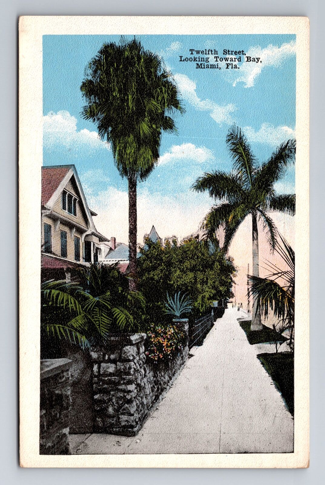 Miami FL-Florida, Twelfth Street, Antique, Vintage Souvenir Postcard