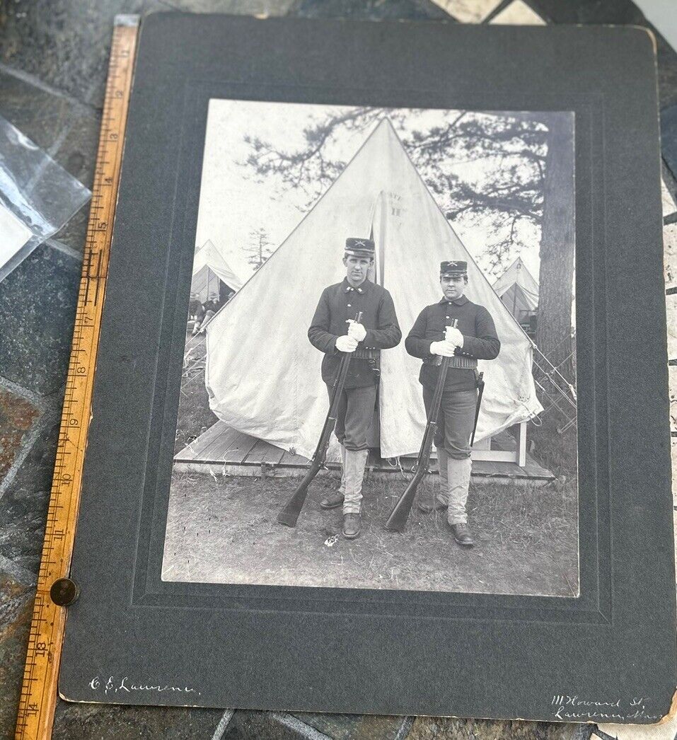 WWI Original Photograph Of Two Solders In Encampment Signed 