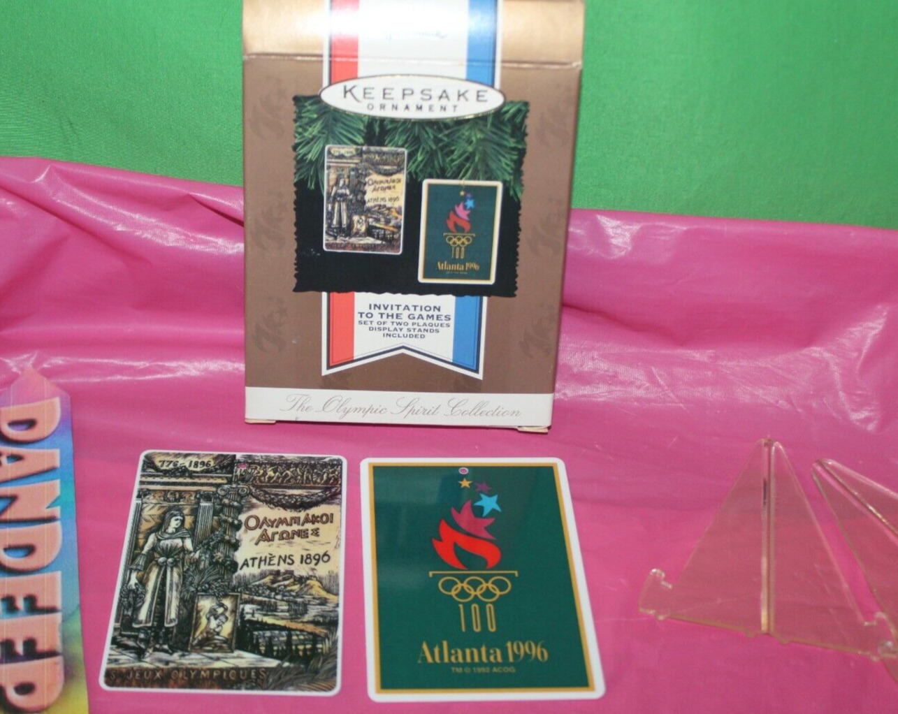 Hallmark Keepsake Invitation To The Games Olympics Atlanta 1996 Plaques W/ Stand