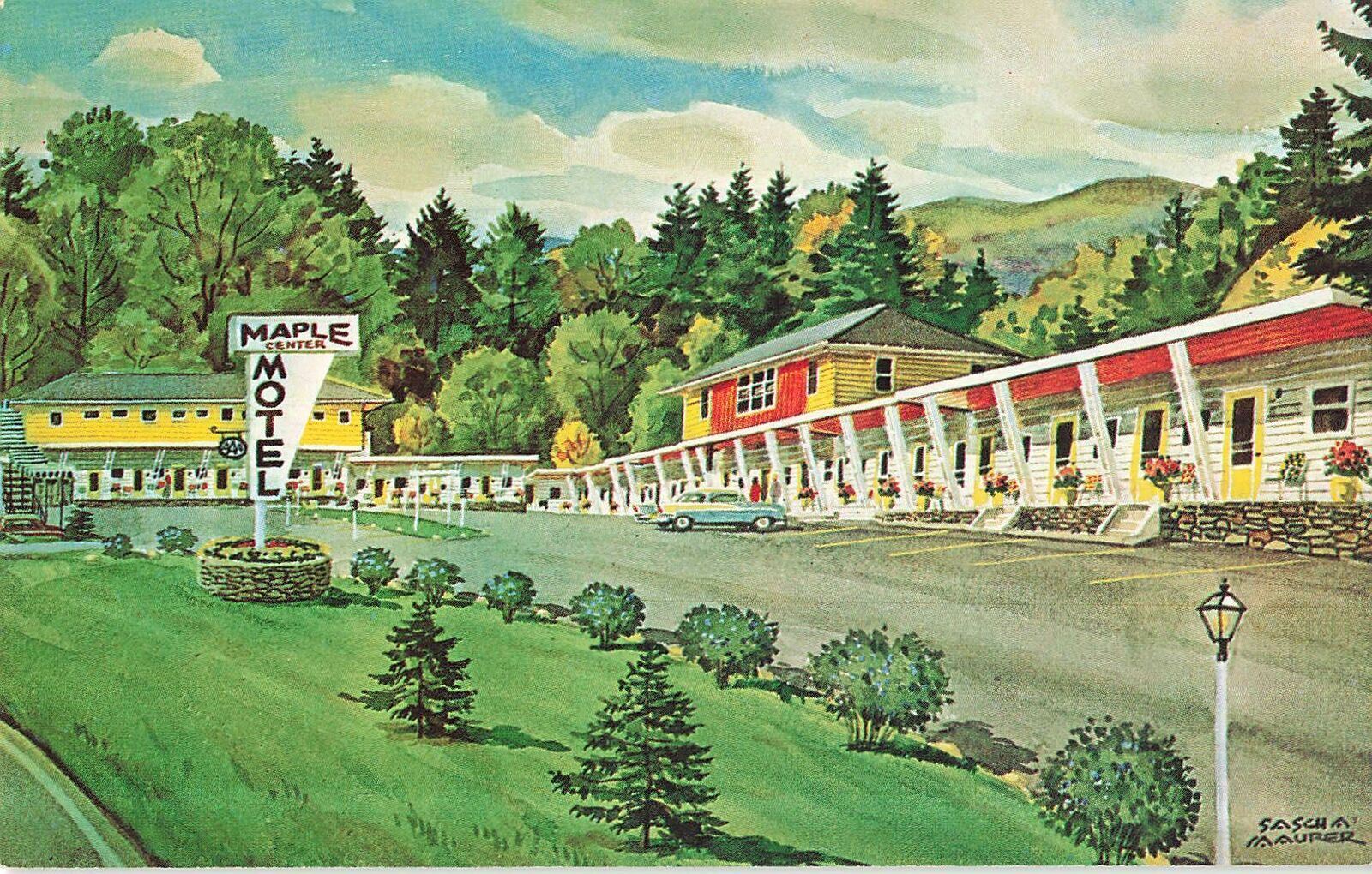 Vintage Postcard Maple Center Hotel St Johnsbury Sascha Maurer Illustration AAA