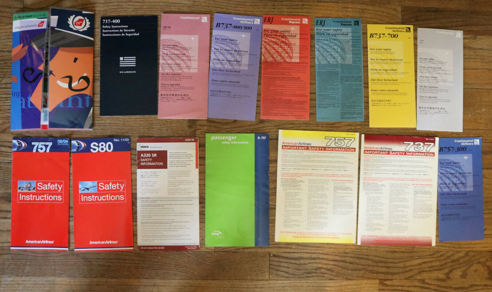 various Airline safety cards large lot of 28 