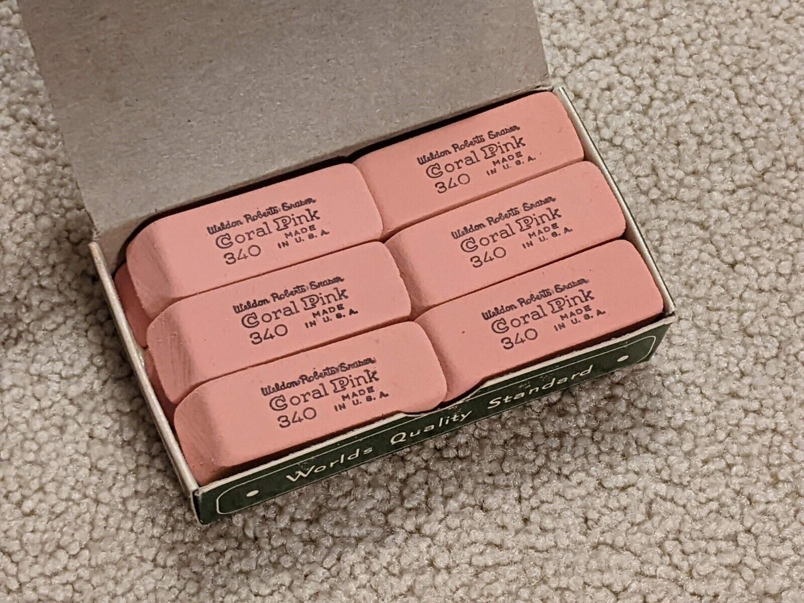 NOS Brand New 12 Coral Pink 340 Weldon Roberts Erasers