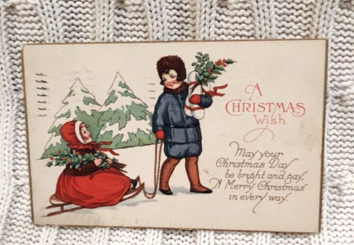 A Christmas Wish Cartoon Post Card 1924