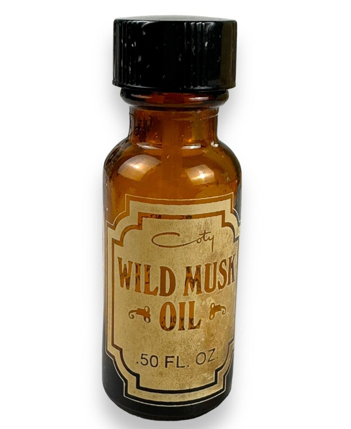 Coty Wild Musk Oil .50 oz Empty Bottle Tiny Amount Remains Vintage 70s