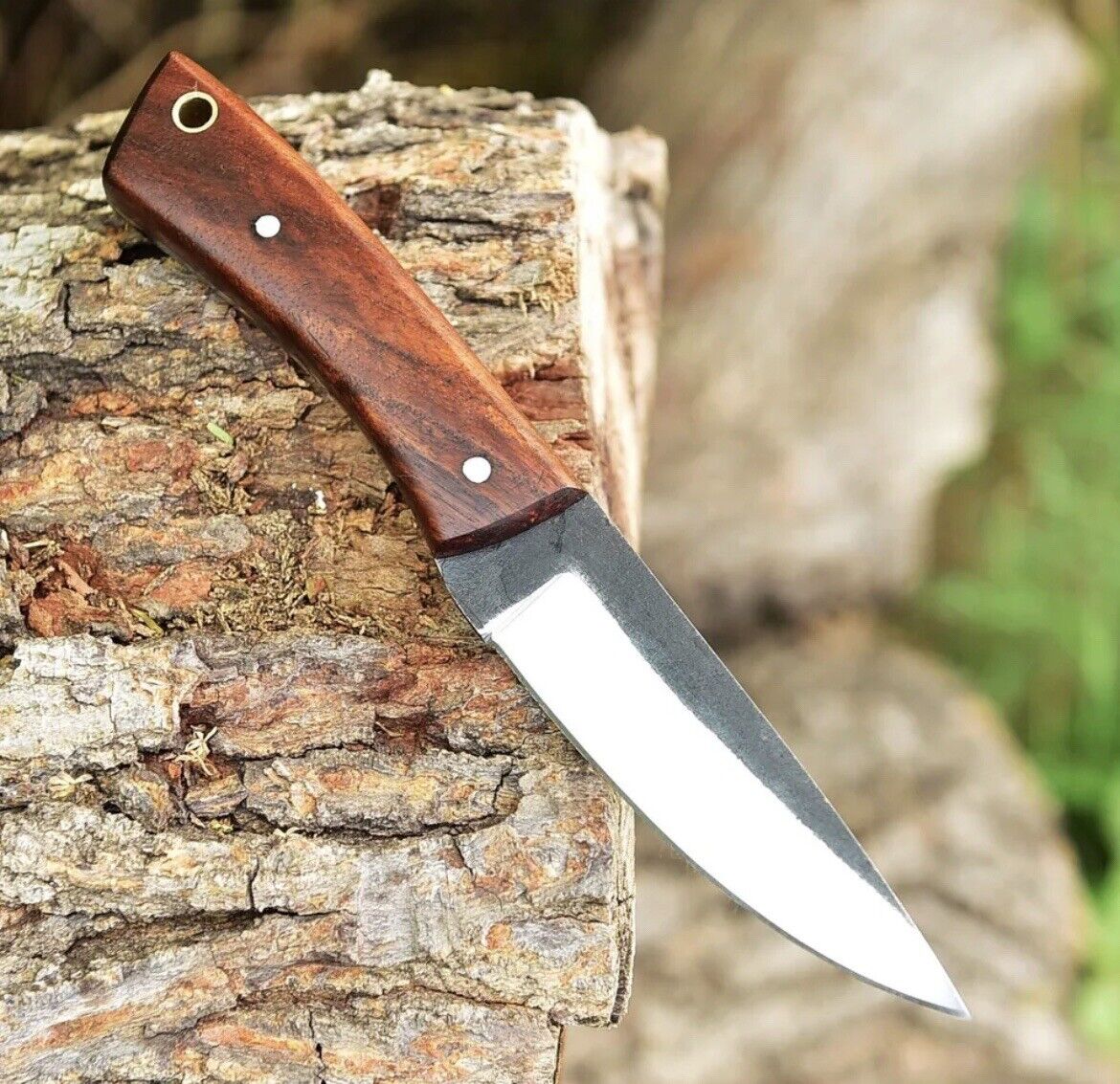 8” Vintage Handmade High Carbon Steel Skinner Knife Fixed Blade Wood Handle