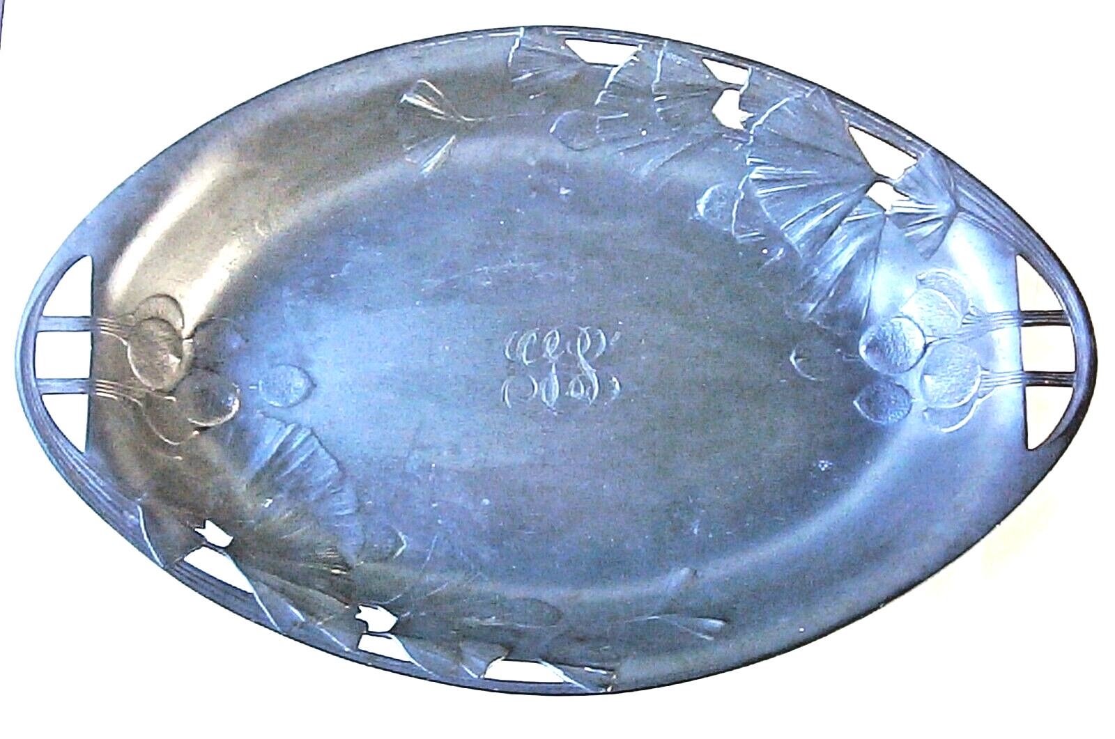 ORIVIT Art Nouveau Pewter Tray with Poppy Motif made in Germany c.1900