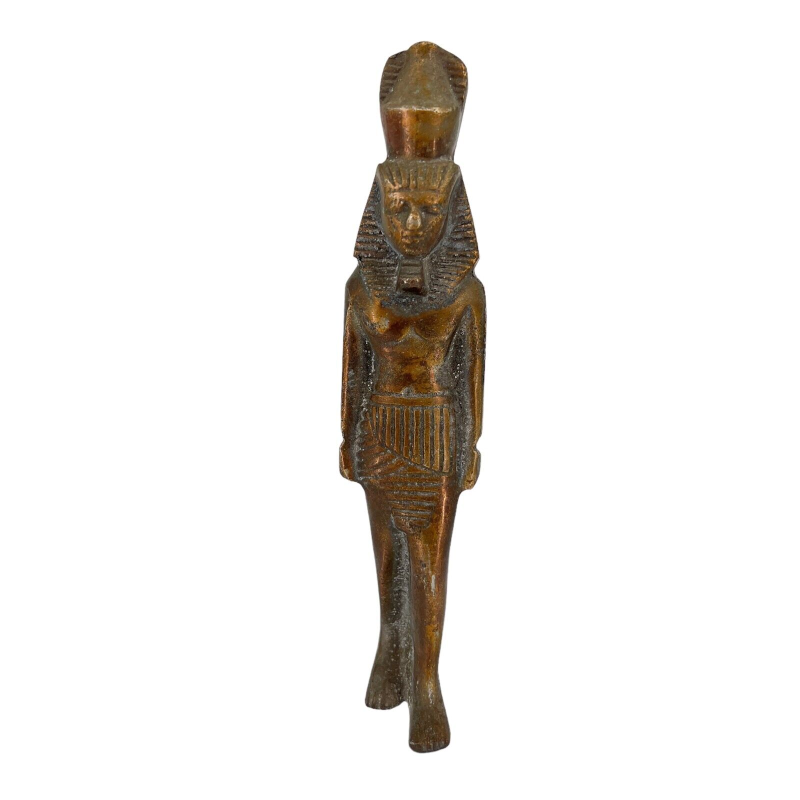 Vintage Brass Egyptian Statue Pharaoh Figurine No Base Home Decor