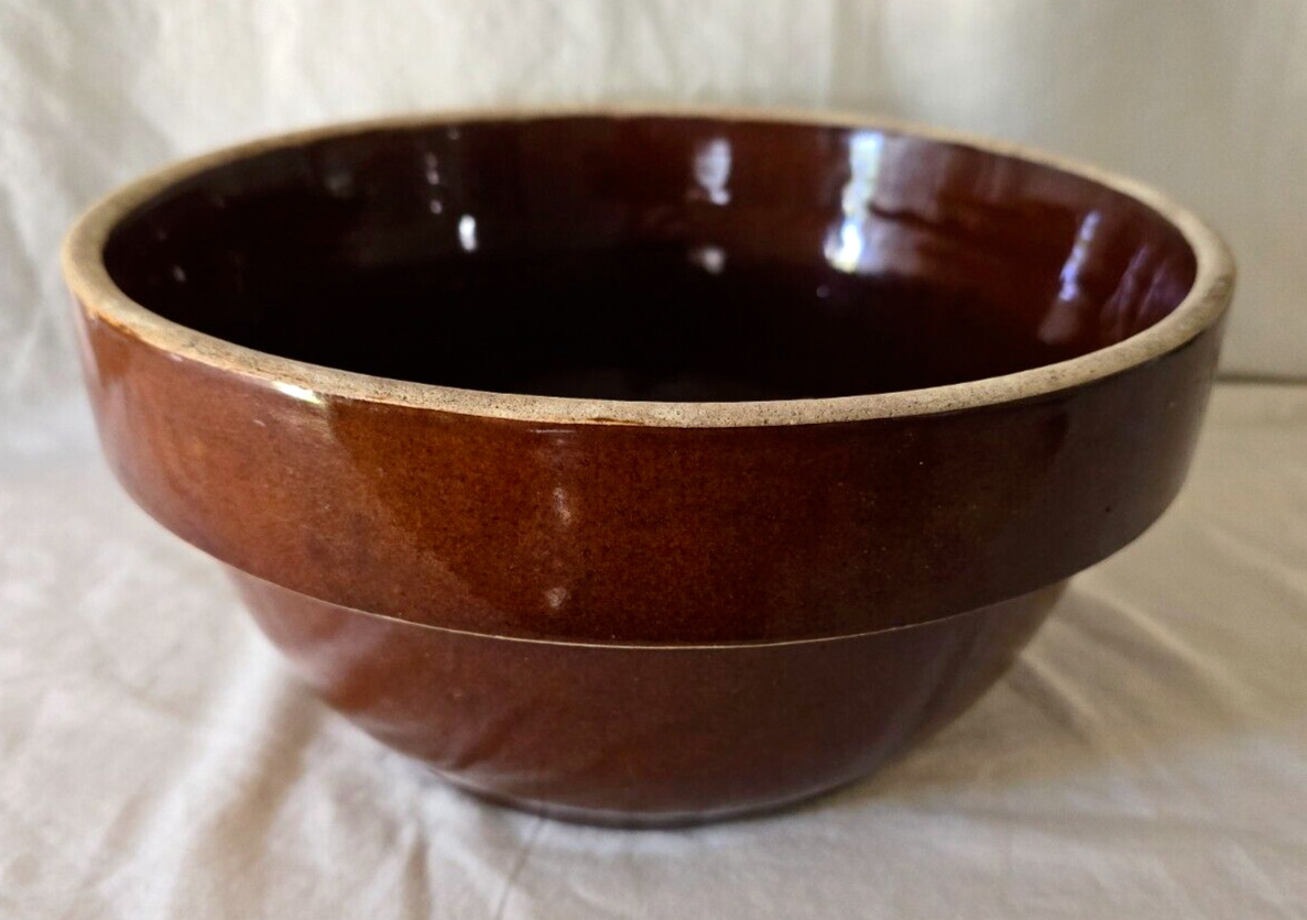 Antique Yellow Ware Farm House Large Mixing Bowl 10 1/2