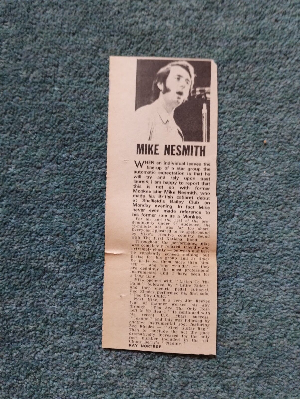 Sk15 Ephemera 1970 Pop Article Concert Review Mike Nesmith Sheffield 