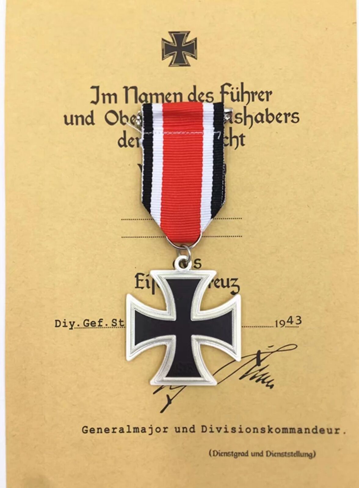 Germany 1939 Iron Cross Medal Badge 2nd Class with Ribbon - German World War II 