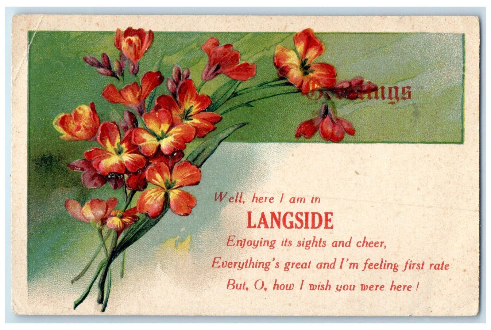 1914 Langside Winnipeg Manitoba Canada Embossed Floral Posted Postcard