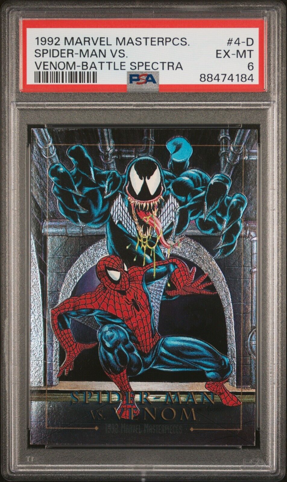 1992 Marvel Masterpieces Spider-Man vs Venom Battle Spectra #4-D PSA 6