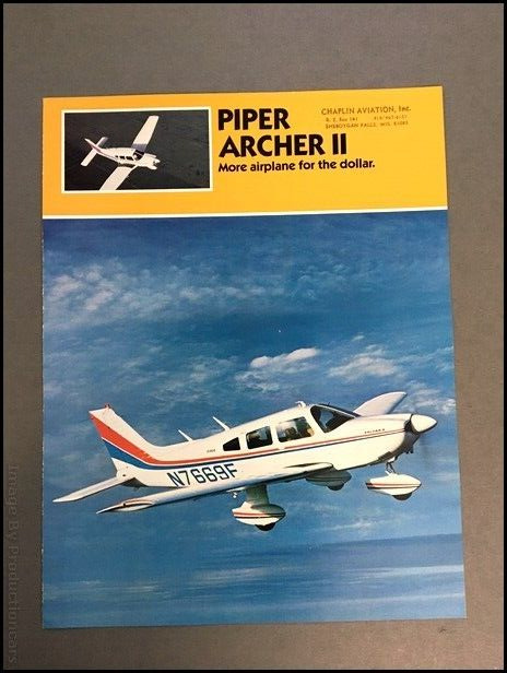 1978 Piper Archer II Airplane Aircraft Vintage Sales Brochure Folder