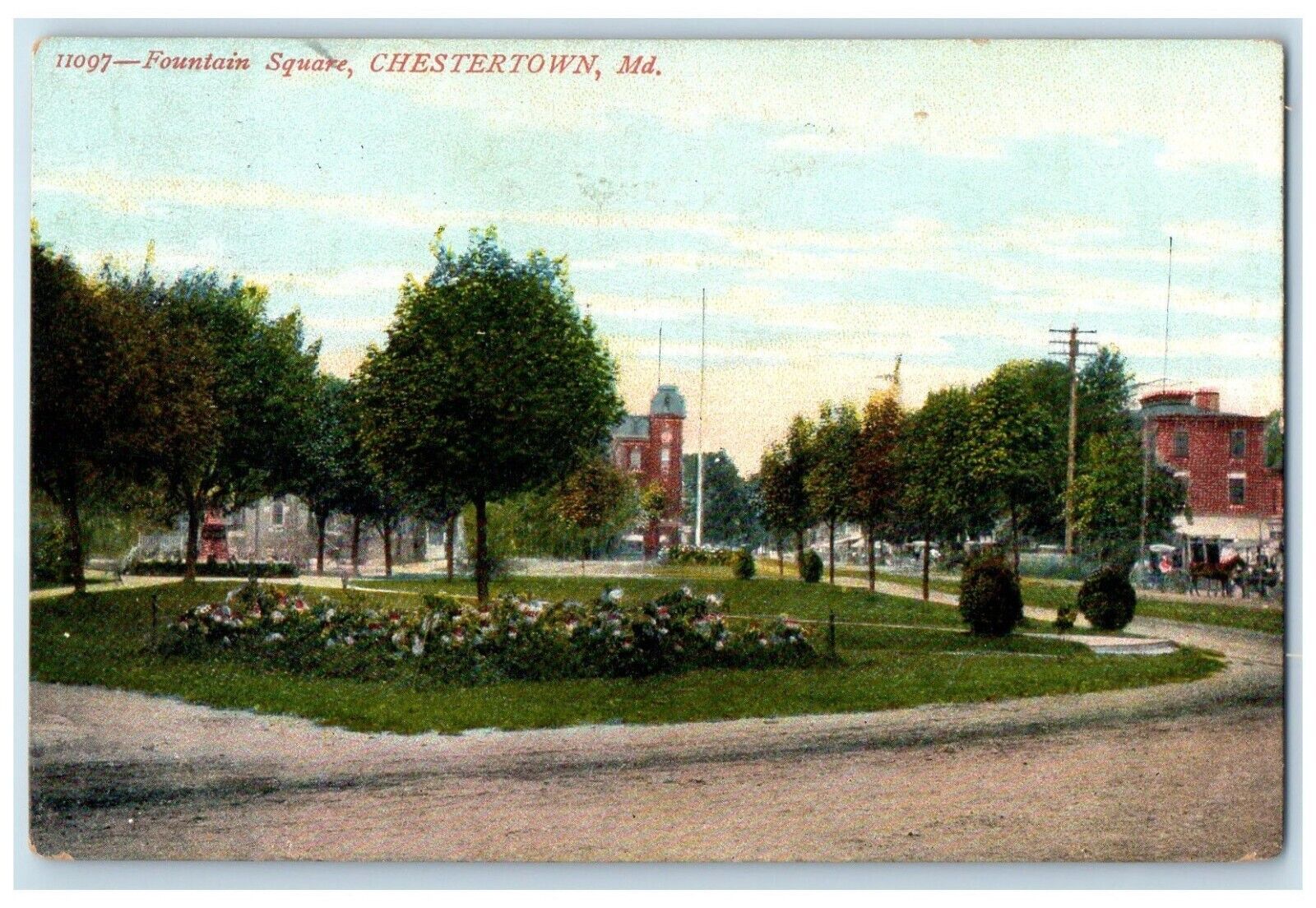 1909 Scenic View Fountain Square Chestertown Maryland MD Vintage Posted Postcard