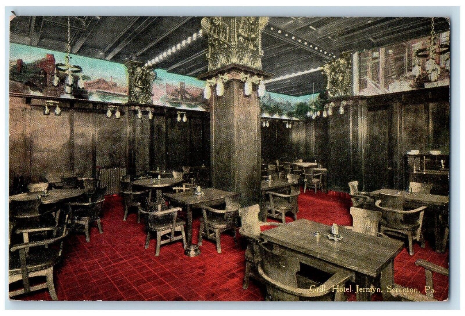 c1910\'s Grill Hotel Jermyn Interior Scranton Pennsylvania PA Antique Postcard