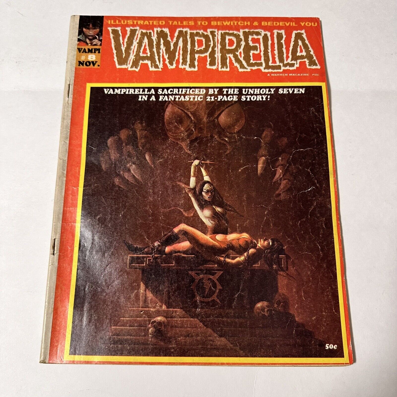 Vampirella #8 1970 Warren Magazine Ken Kelly Cover 1st Adam Van Helsing FN