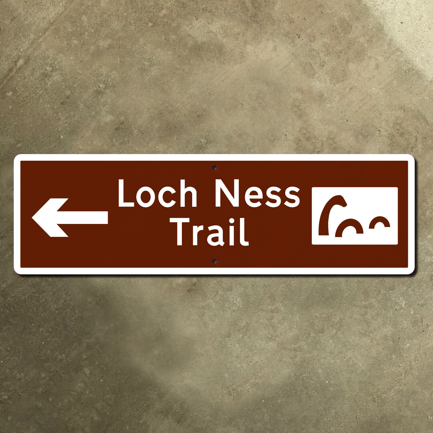 Scotland Loch Ness Trail Monster Nessie cryptid highway road guide sign 20x6