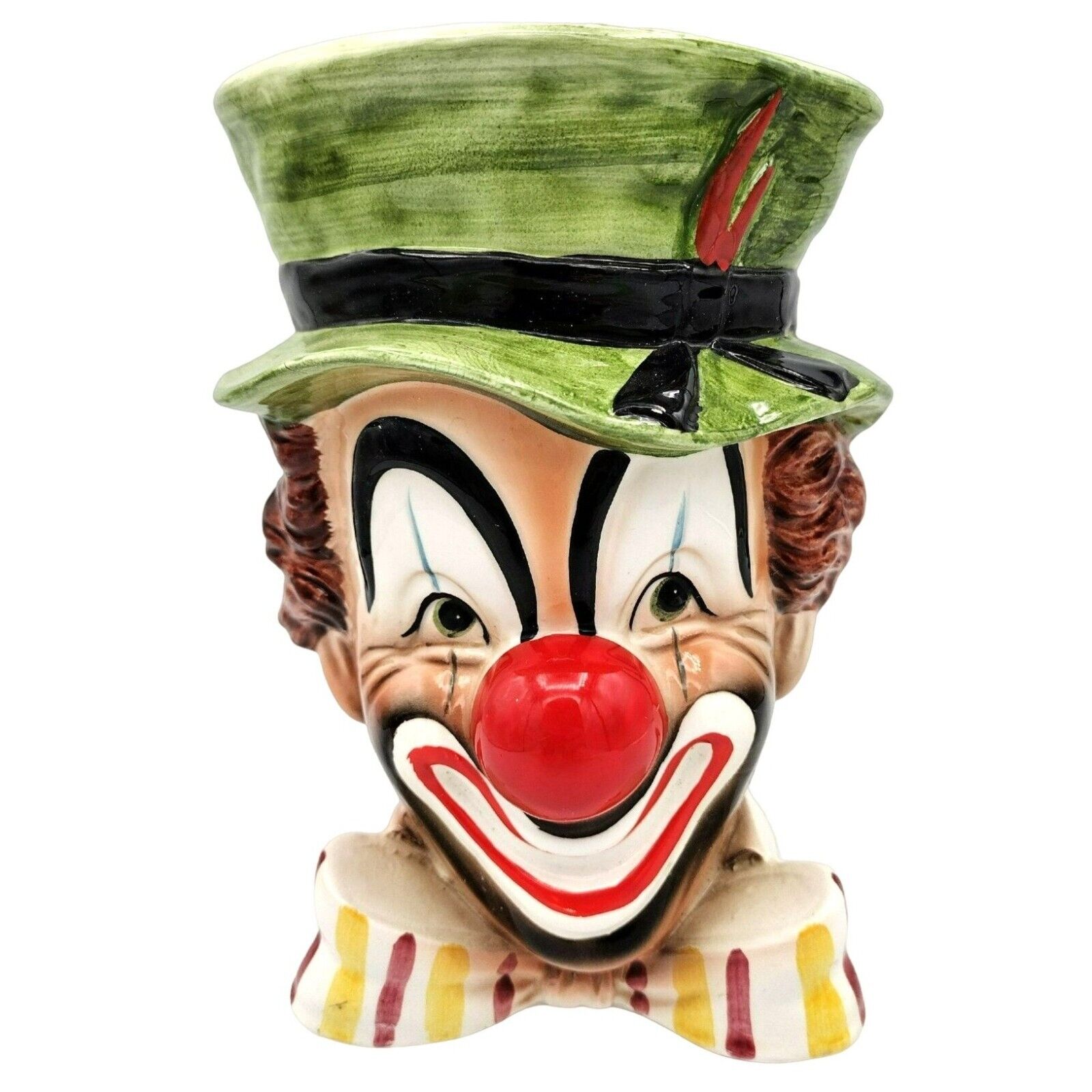 Clown Planter Samson Import 1965 Relpo Vintage Green Hat 7.5 Inch Fun Decor