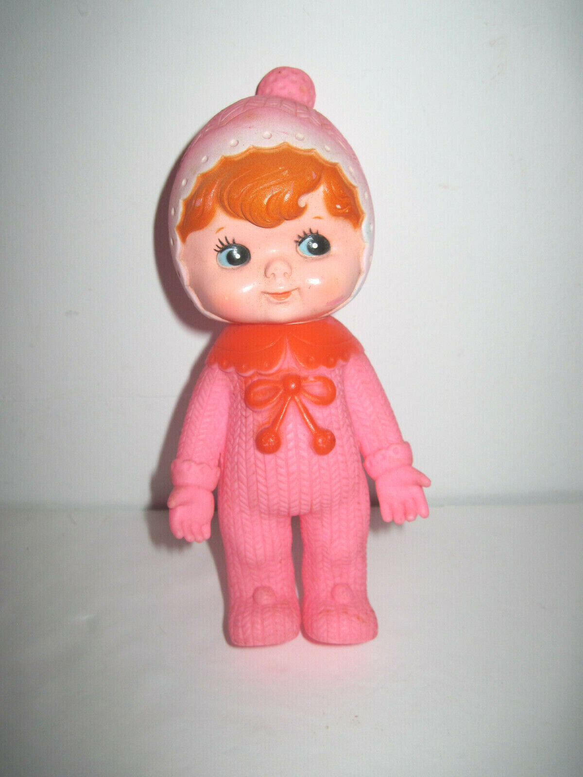 Vintage 1970\'s Japan Charmy Chan Woodland Doll Pink Girl Squeaker Figure Toy