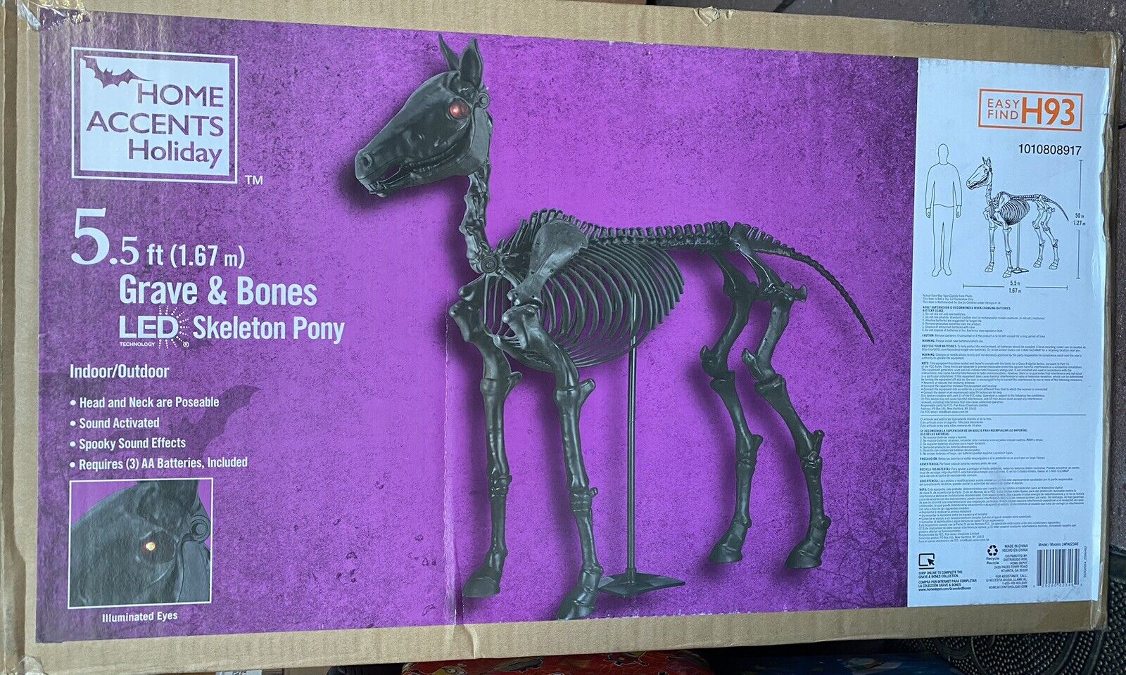 5.5 ft LED Skeleton Pony Halloween Home Depot Horse Home Accents - IN HAND