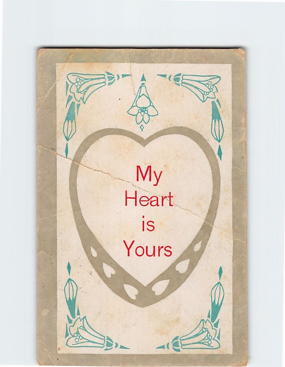 Postcard My Heart is Yours with Heart Flowers Art Print