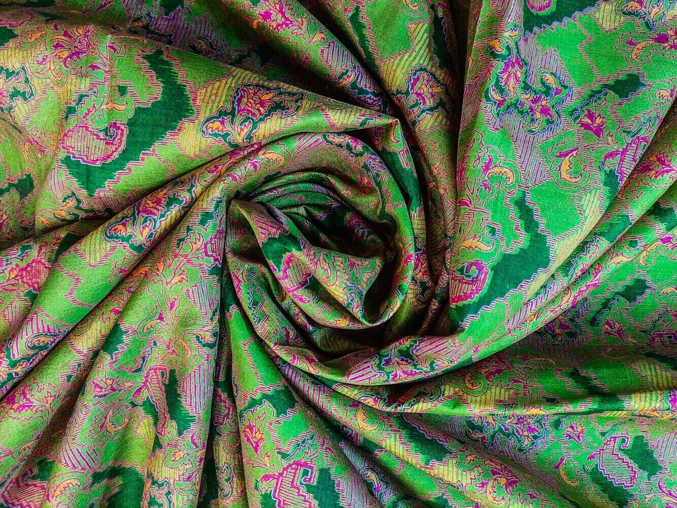 Pure Silk Fabric By The Yard Dress Making Cloth Collage Vintage Material PSF1613