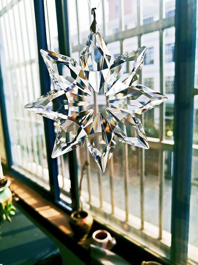 1PCS Clear 76*70mm Suncatcher Crystal Snowflake Wedding Hanging Decor Ornament 
