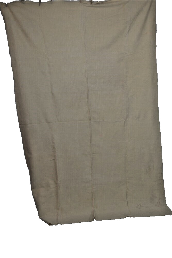  antique blanket wool hand woven center seam 54x102 Civil War Era white 19thc 
