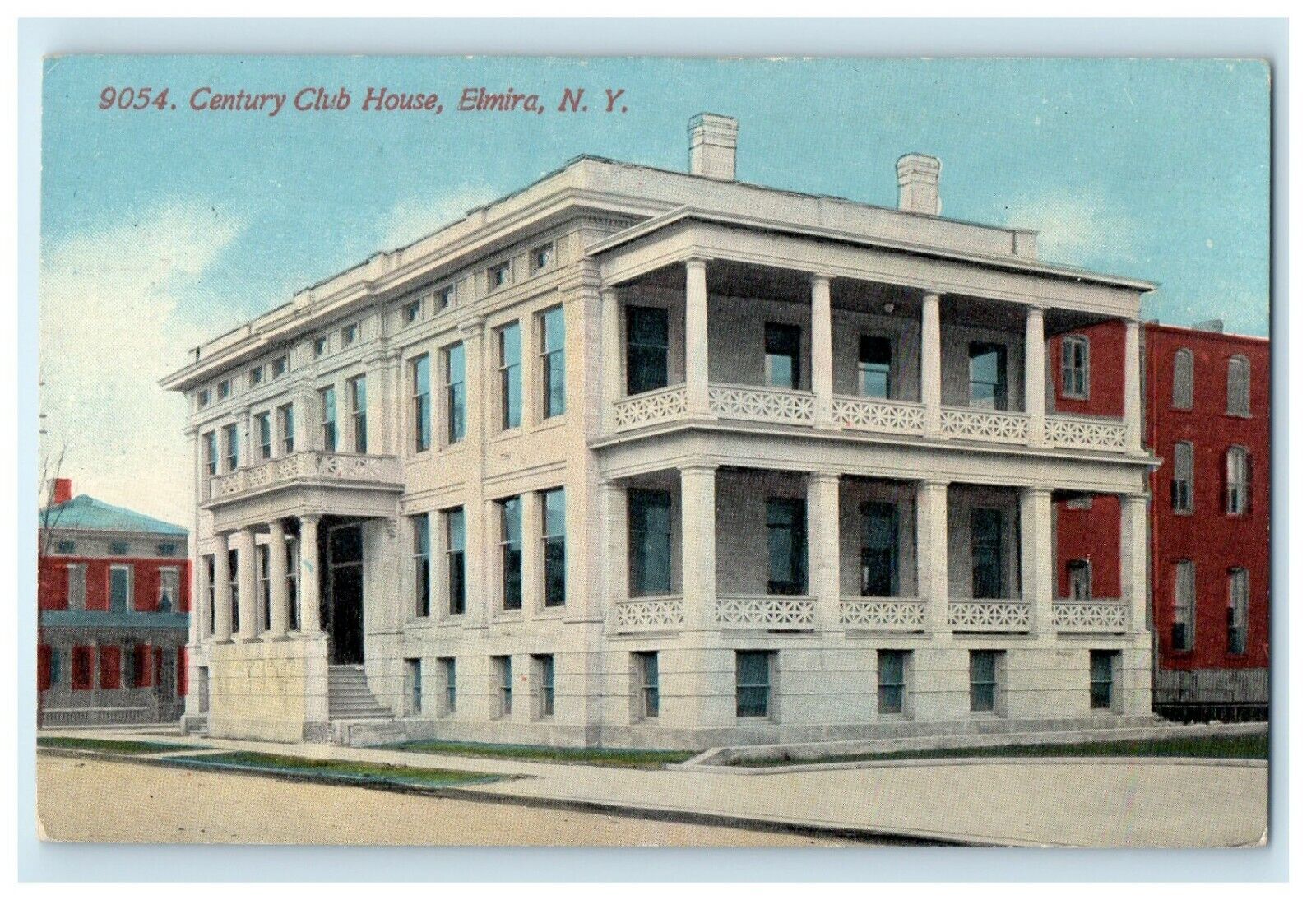 c1910's Century Club House Building Street View Elmira New York NY Postcard