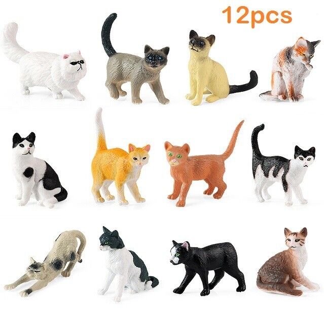 12pcs Cat Animal Toy PVC Action Figure Doll Kids Toys Party Gifts