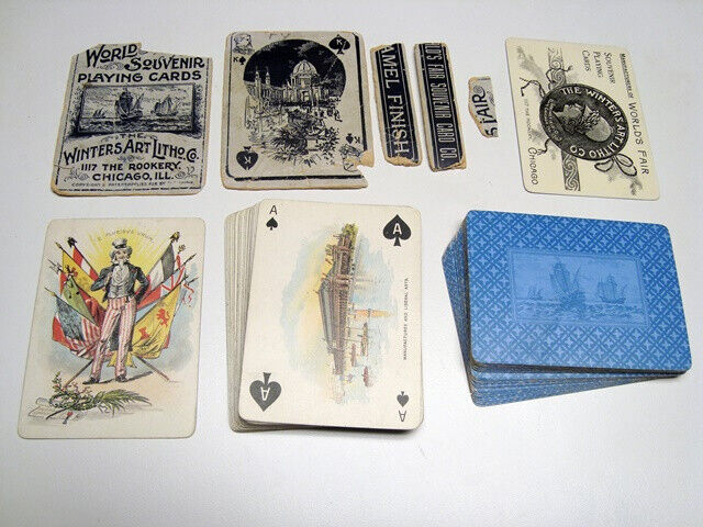 Circa 1893 Chicago World’s Fair Winters Art Souvenir Playing Cards, 52+J+EC
