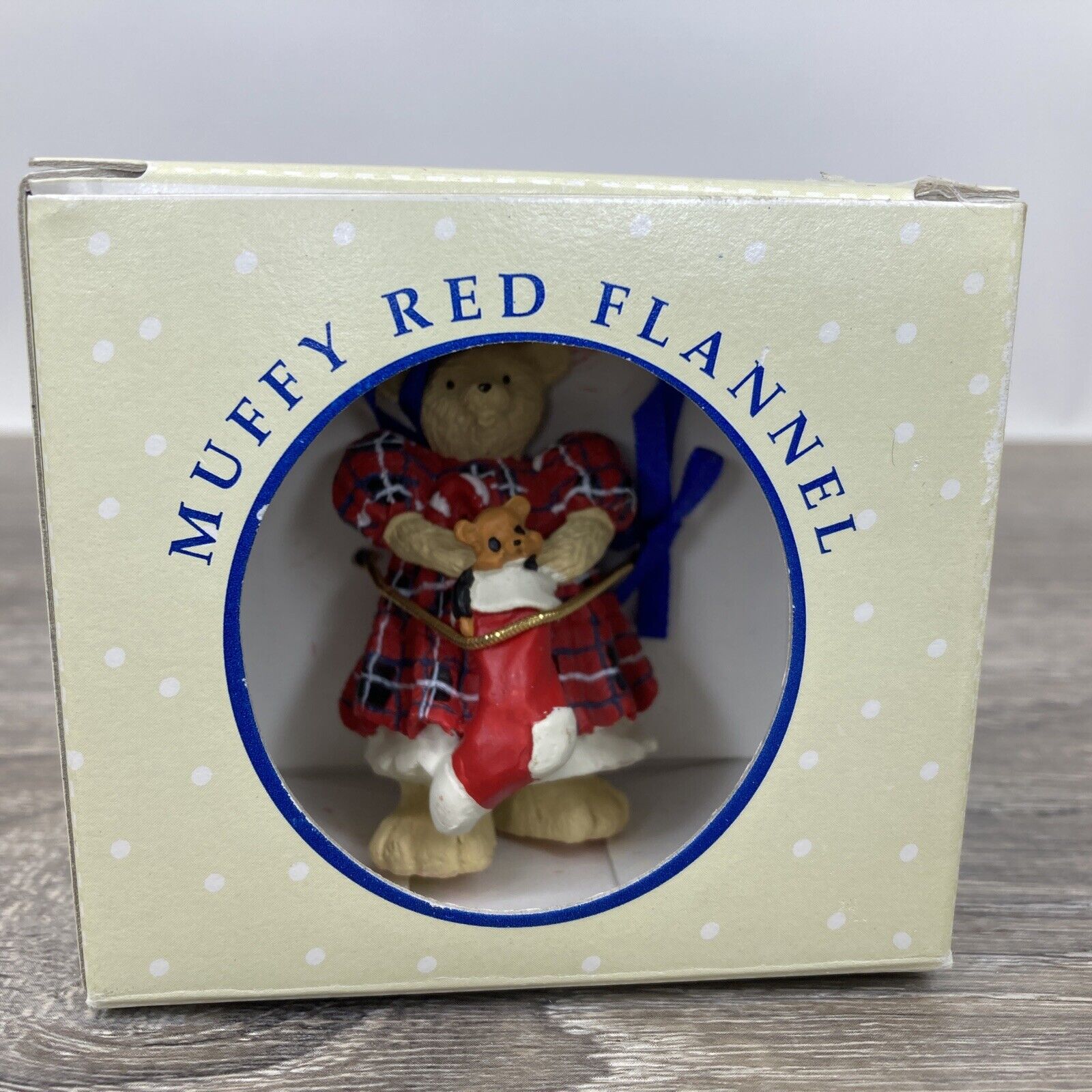 Vntg 1993 Muffy Vanderbear Collection Red Flannel Christmas Ornament