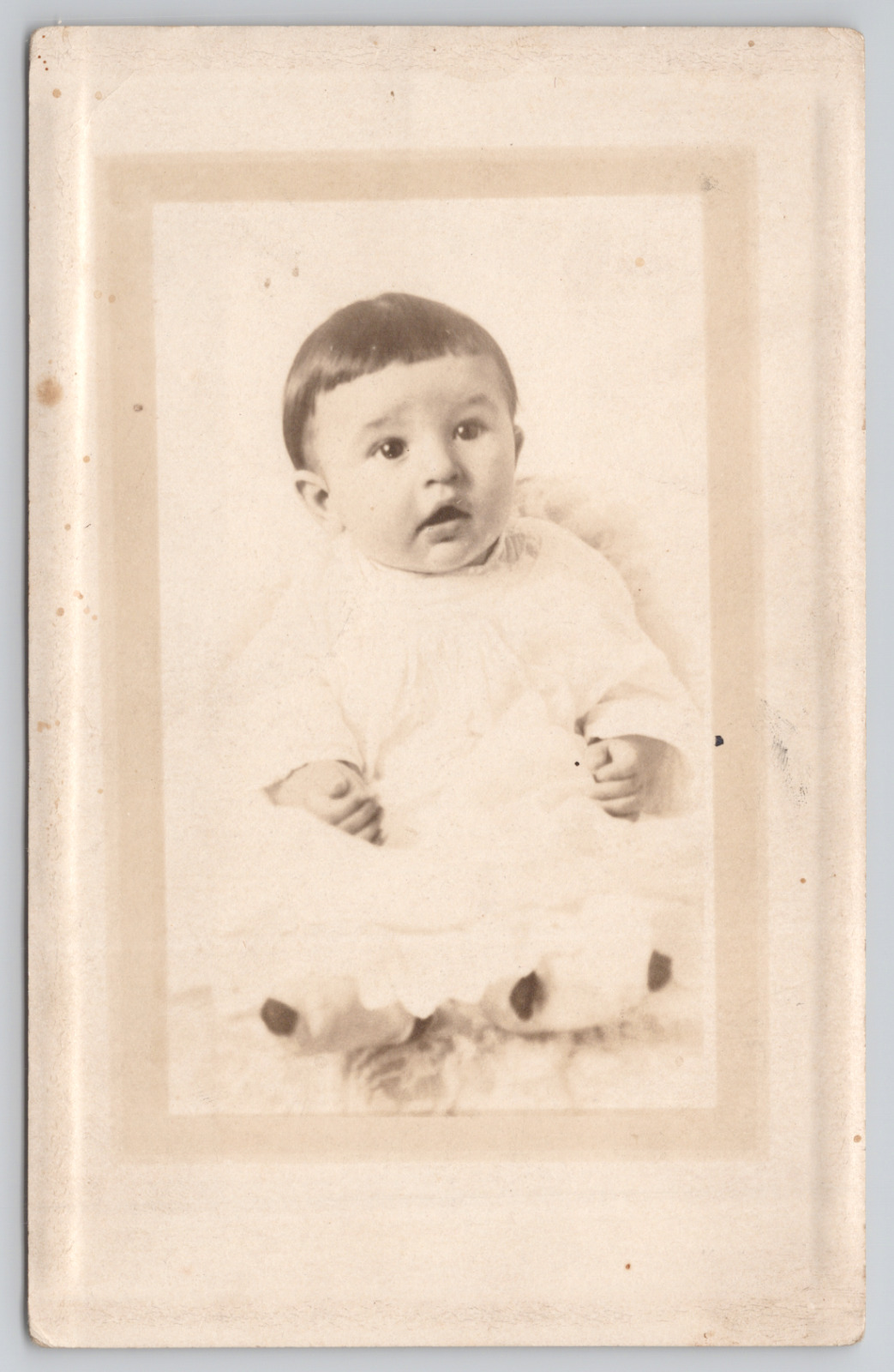 RPPC Baby Luther 4 Months Bowl Haircut In Studio c1910 Real Photo Postcard