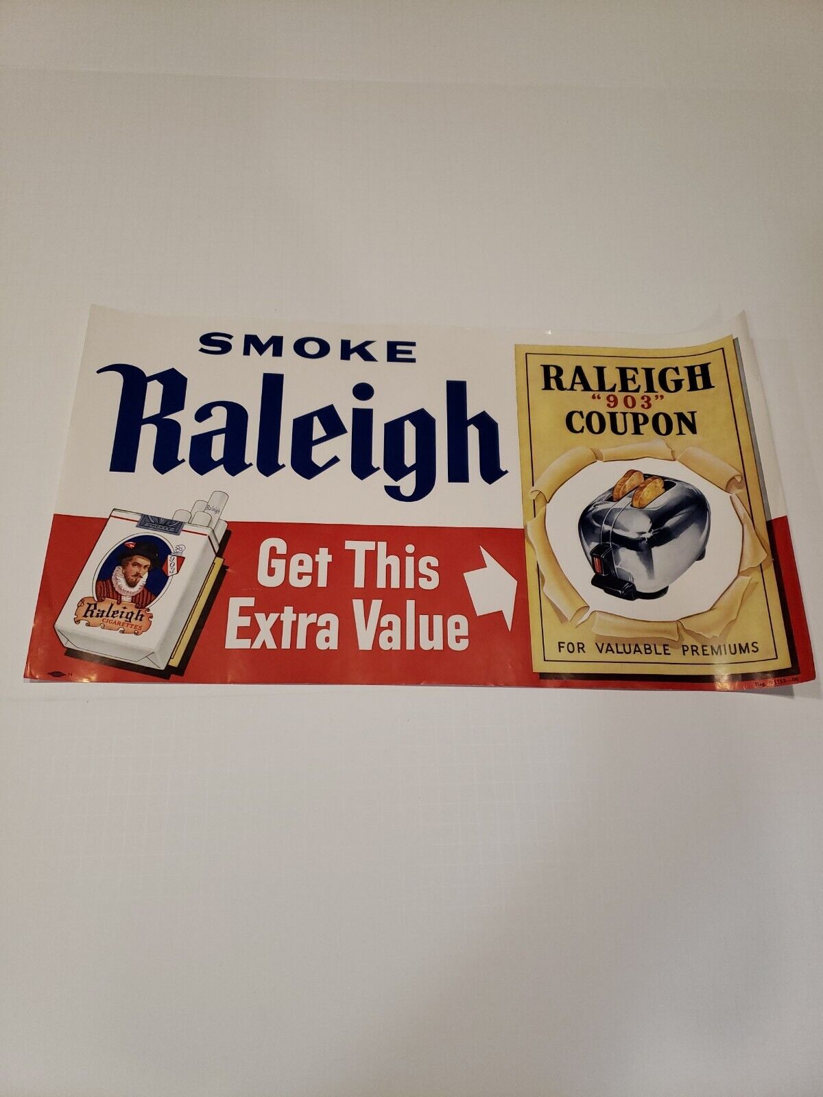 Antique Smoke Raleigh Advertising Poster 903 coupon reg #1753-06 - Rare - Look