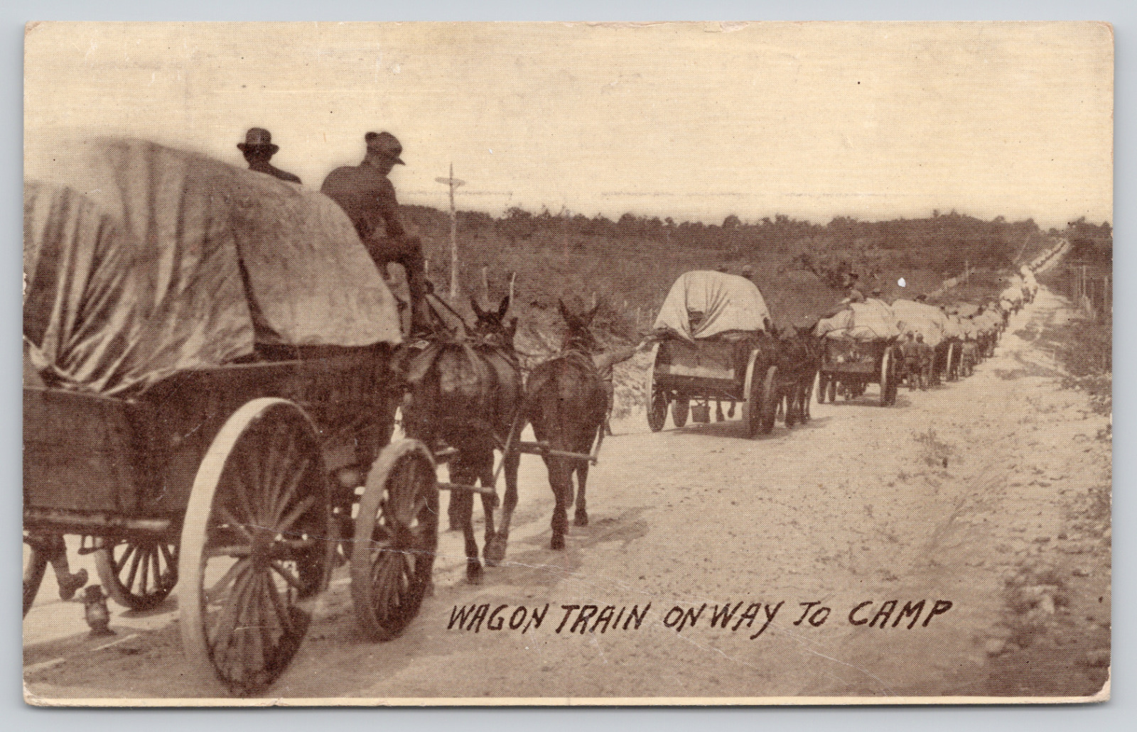 Postcard 1911, Wagon Train On Way To Camp A1081
