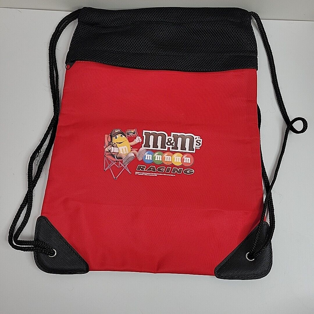 M&M\'s Racing Red Drawstring Canvas Bag Sack Yellow Character