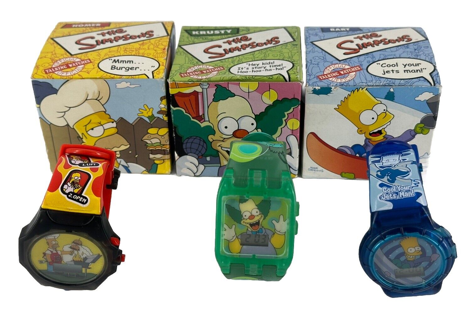 The Simpsons - talking watches 2002 SET OF 3 - Burger King collectible Read Desc