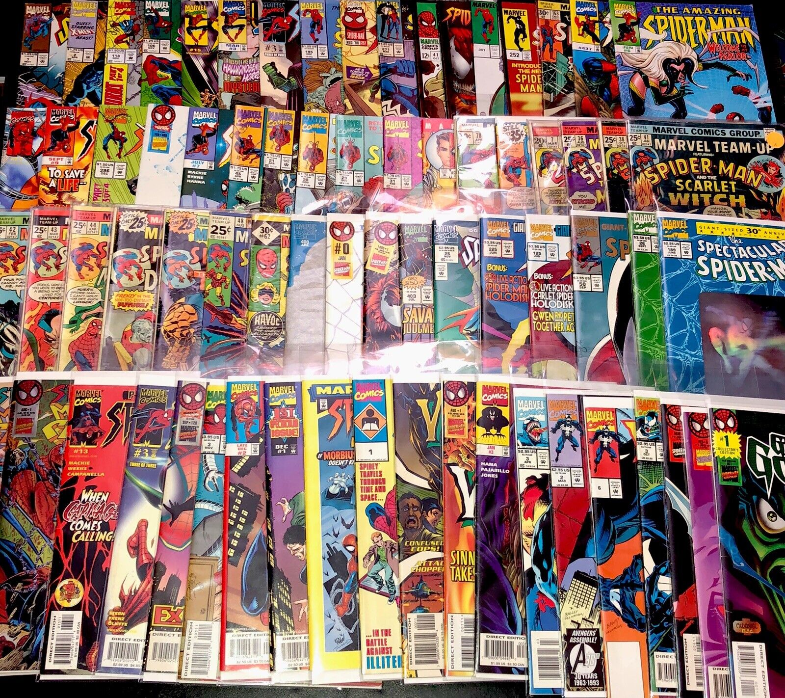 Huge Lot of 70 SPIDER-MAN Comics | (F/VG+) 90s & Vintage MARVEL Book RARE Venom
