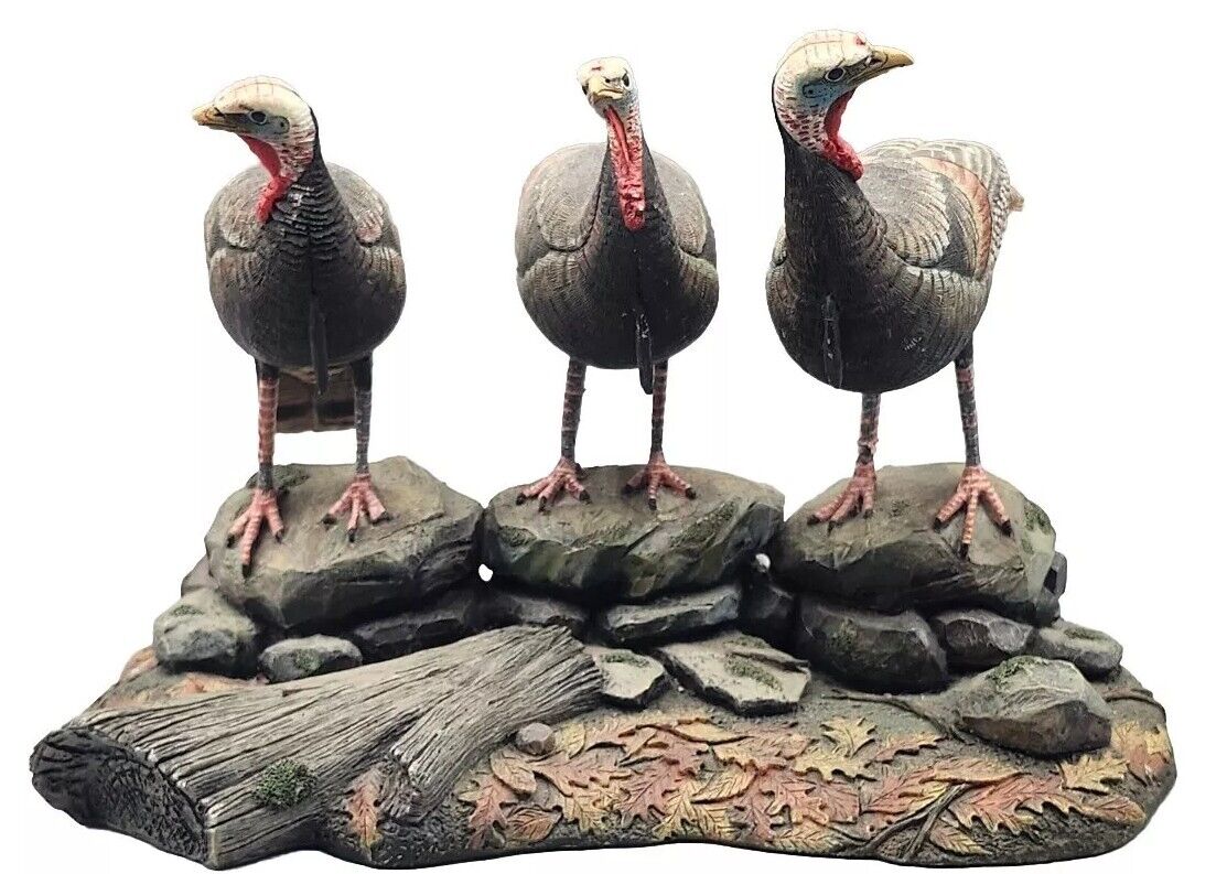 Danbury Mint Turkey Sculpture Watchful Trio By Nick Bibby 7”h X 8.5” L Rare READ