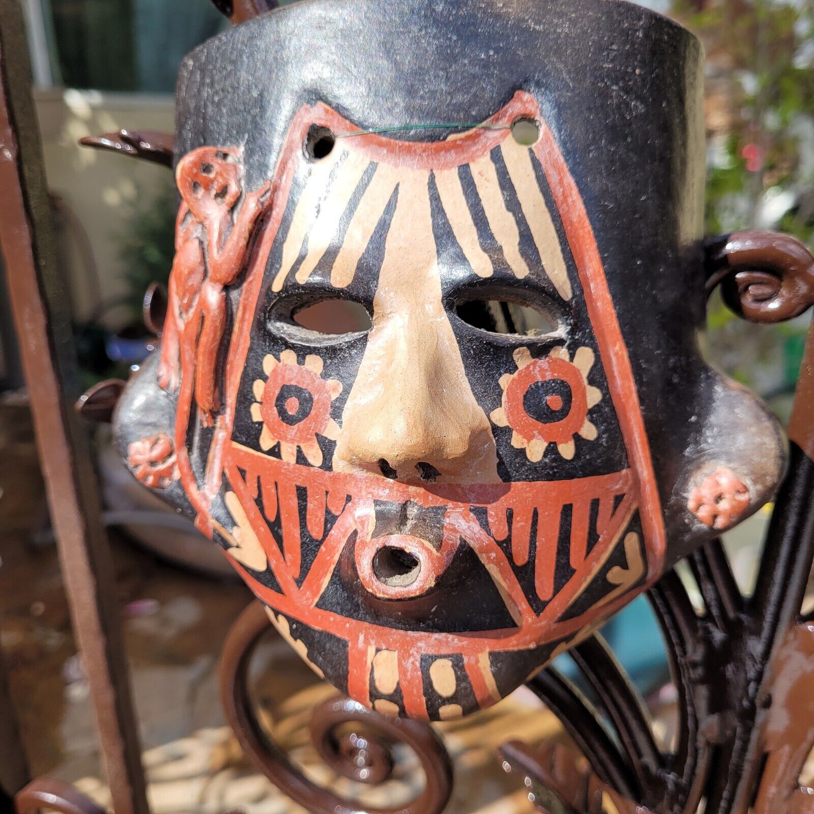 CLAY CONGO MASK HAND MADE black and brown good conditions