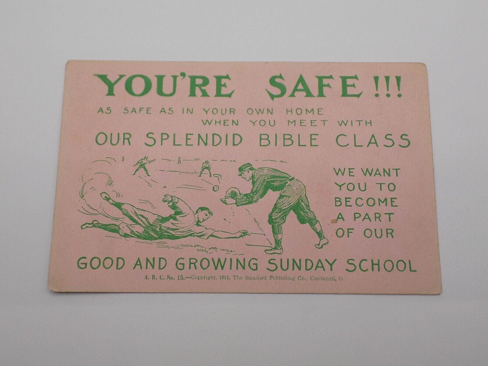 1911 BASEBALL CHURCH TRADE POST CARD STANDARD PUB. CO CINCINNATI ~ UNUSED