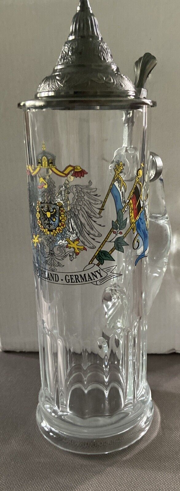 Beer Stein Mug German Eagle Pewter Lid 11x3 