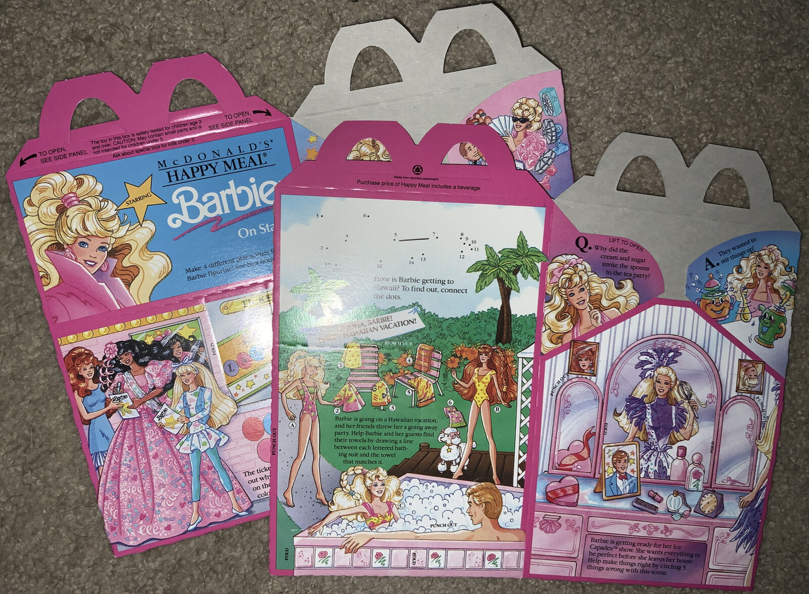 Happy Meal (2) Barbie Themed Cartons (McDonald’s, 1991)