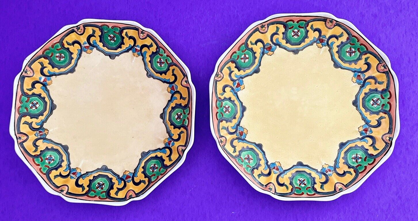 Set of 2 Vintage Chinese Hand Painted Decorative Porcelain Plates SALE