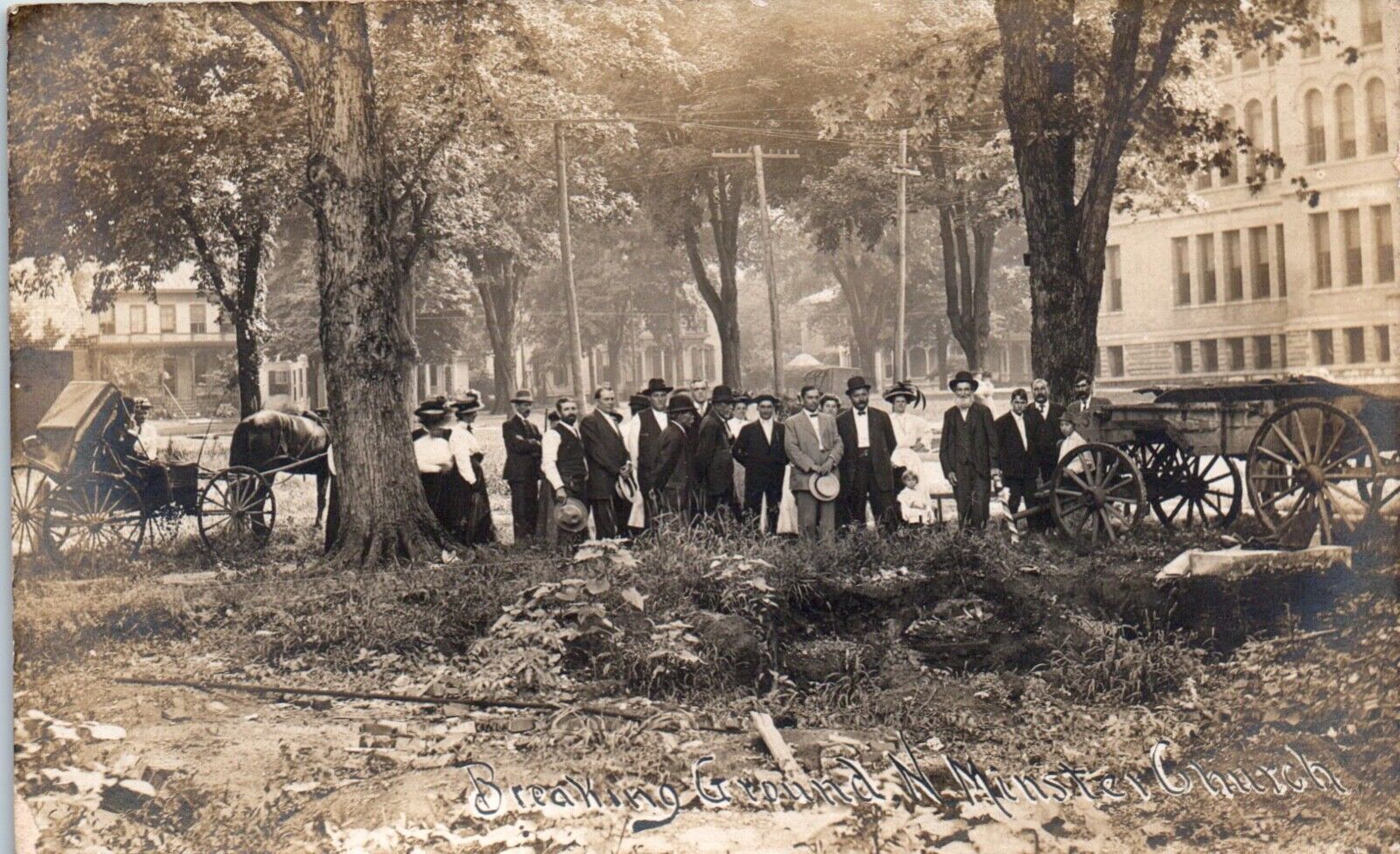 Breaking Ground North Ministry Church, Illinois Early 1900\'s RPPC Postcard -U-27